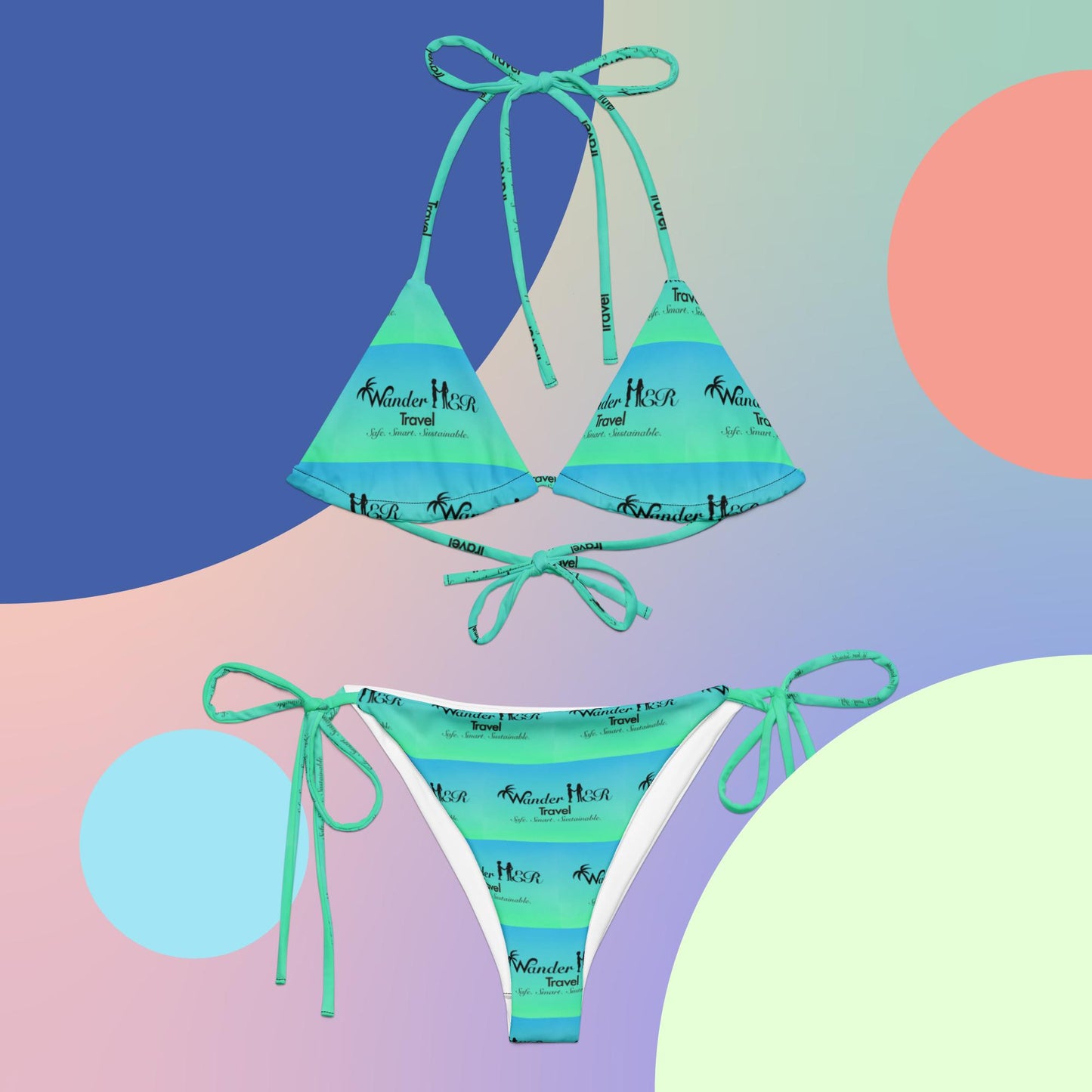 All-over print recycled string bikini