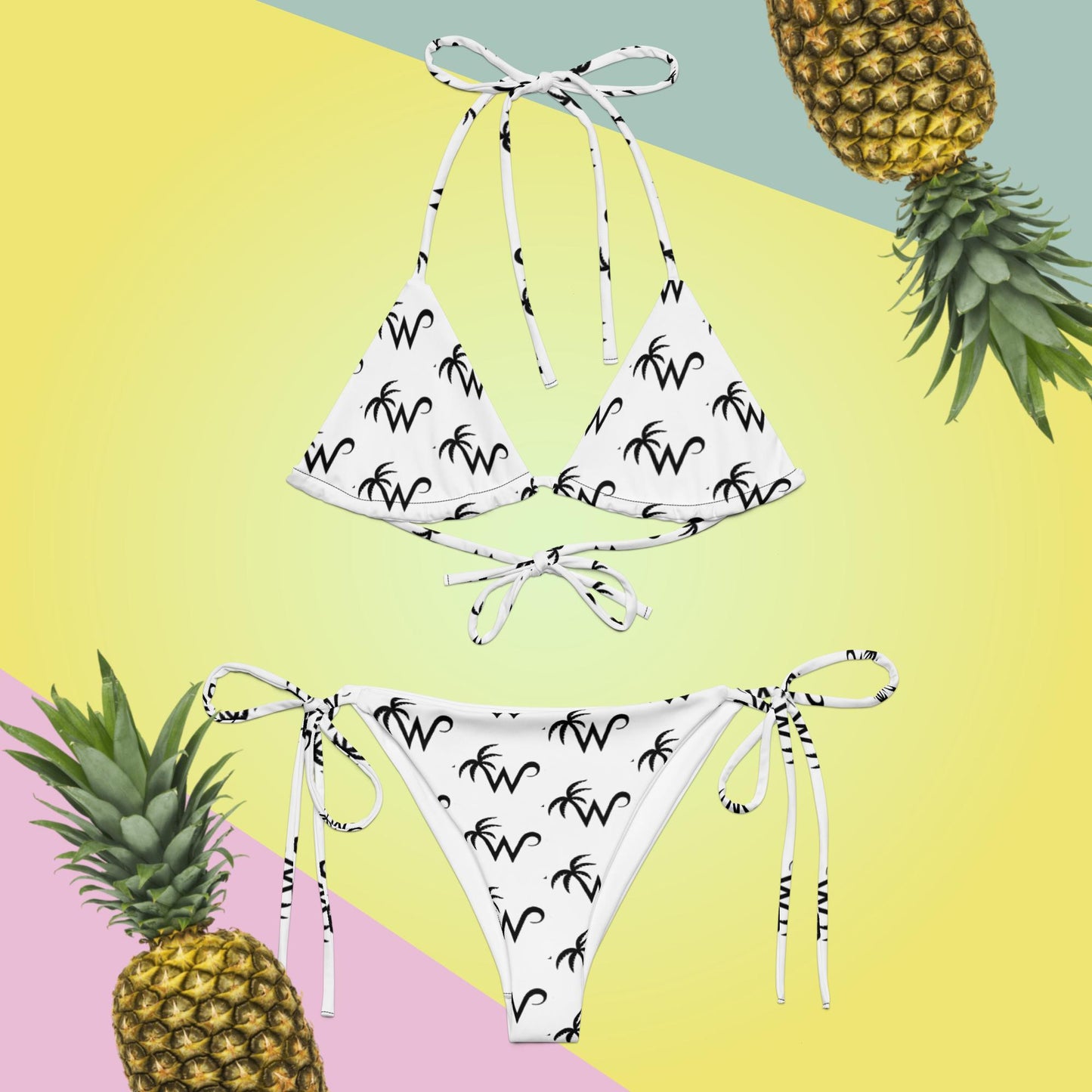 All-over print recycled string bikini